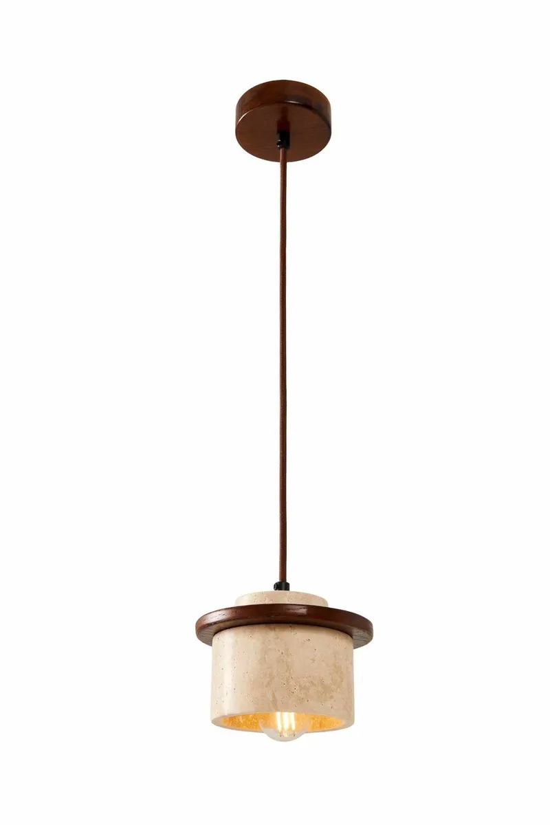 Meyros pendellampe, Beige og Valnøtt