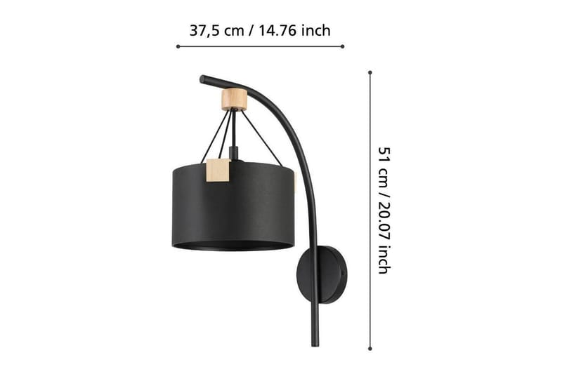 Vegglampe Eglo Potosi Svart/Tre - Belysning - Innendørsbelysning & Lamper - Soveromslampe