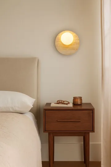 Kummer vegglampe 10 cm rund - Beige og Hvit - Belysning - Innendørsbelysning & Lamper - Vegglampe