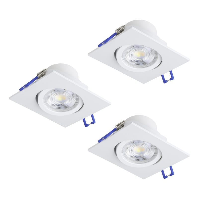 Innfelt lampe Saliceto 88x88 mm 2700K Sett av 3, Hvit
