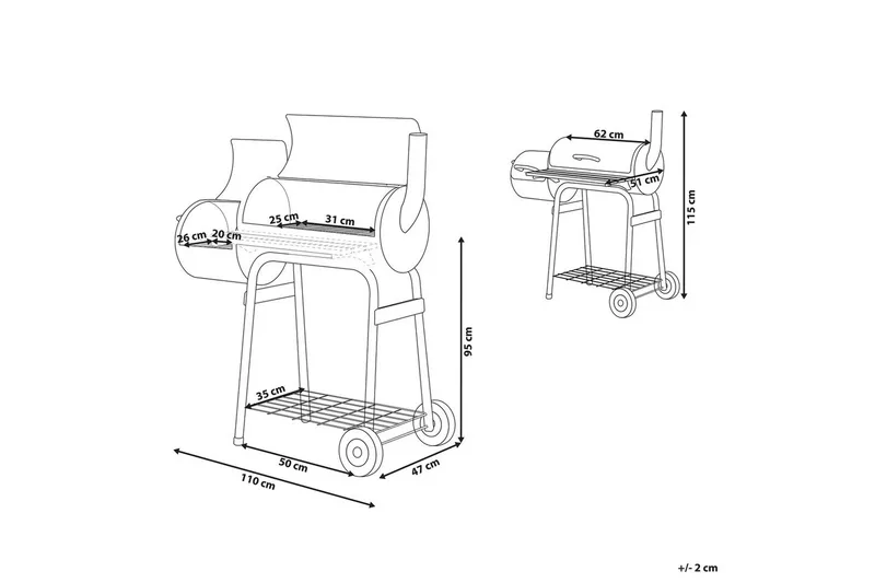 Kolgrill Beliani Satah Black - Hage - Griller - Kullgrill