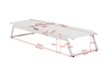 Monaco solseng med justerbar rygg i aluminium, hvit tekstil - Hvit - Hagemøbler - Stoler & Lenestoler - Solseng & solvogner