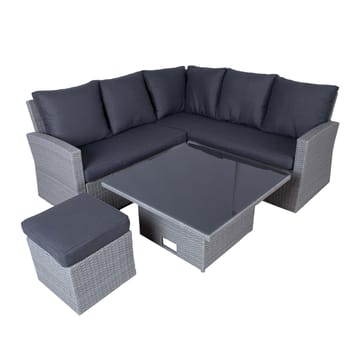 Hagemøbelsett HOME4YOU Samuel bord, hjørnesofa og ottoman - Grå - Hagemøbler - Loungemøbler - Sofagruppe utendørs