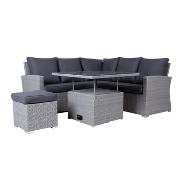 Hagemøbelsett HOME4YOU Samuel bord, hjørnesofa og ottoman - Grå - Hagemøbler - Loungemøbler - Sofagruppe utendørs