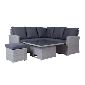 Hagemøbelsett HOME4YOU Samuel bord, hjørnesofa og ottoman - Grå - Hagemøbler - Loungemøbler - Sofagruppe utendørs