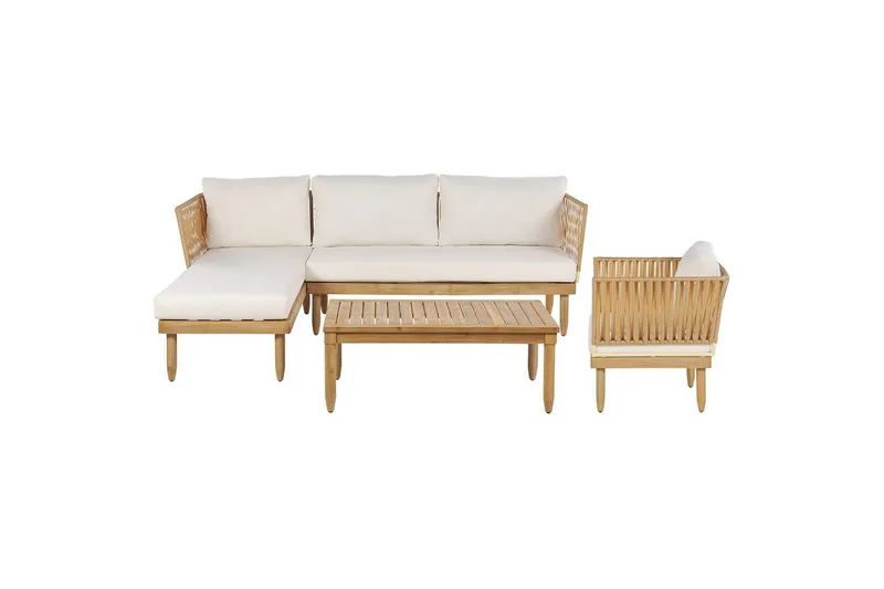 Hörnsoffa Beliani Cremona Light wood||White