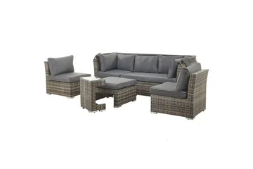 Loungegrupp med bord Beliani Coccolia Brown||Grey - Hagemøbler - Loungemøbler - Sofagruppe utendørs