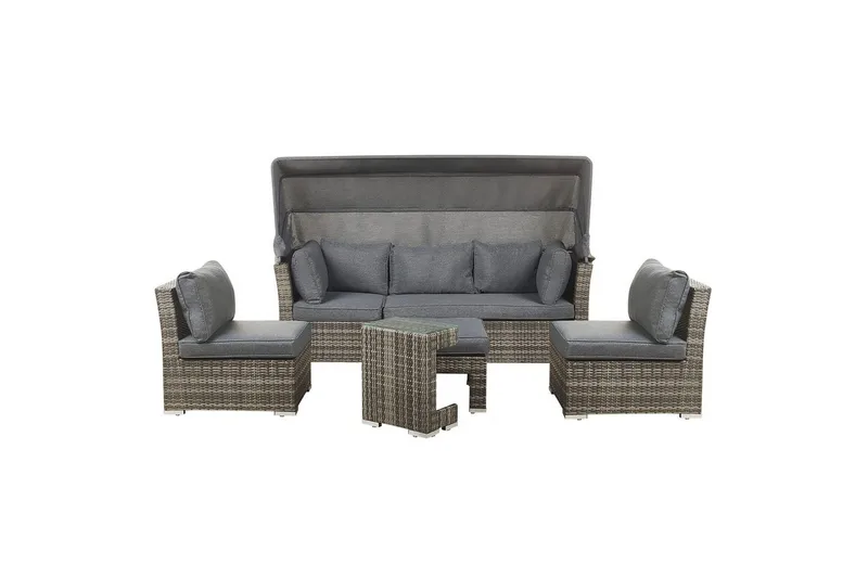 Loungegrupp med bord Beliani Coccolia Brown||Grey