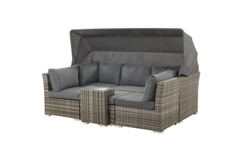 Loungegrupp med bord Beliani Coccolia Brown||Grey - Hagemøbler - Loungemøbler - Sofagruppe utendørs
