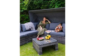Loungegrupp med bord Beliani Coccolia Brown||Grey - Hagemøbler - Loungemøbler - Sofagruppe utendørs