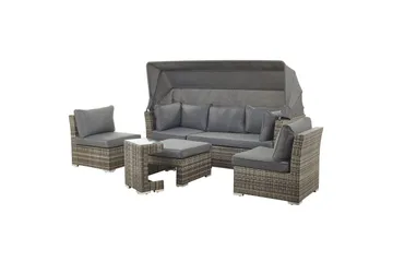 Loungegrupp med bord Beliani Coccolia Brown||Grey - Hagemøbler - Loungemøbler - Sofagruppe utendørs