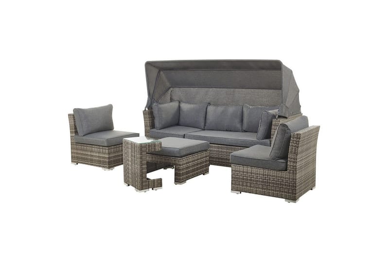 Loungegrupp med bord Beliani Coccolia Brown||Grey - Hagemøbler - Loungemøbler - Sofagruppe utendørs