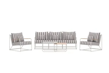 Palazzo sofagruppe 3-seters sofa + 2 lenestoler med bord utendørs - Grå - Hagemøbler - Loungemøbler - Sofagruppe utendørs