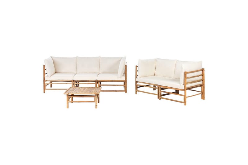 Trädgårdssoffgrupp Beliani Cerreto Beige/ljust trä White||Light wood