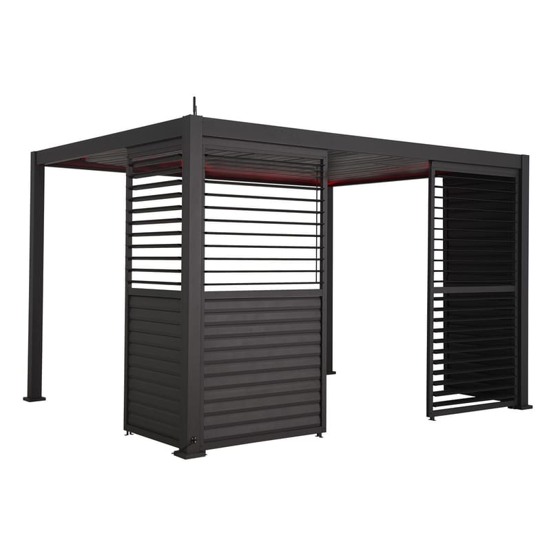 Vegg med justerbare lameller til paviljong HOME4YOU Mirador-111 150x47,5x84 cm, furu, Mørk grå