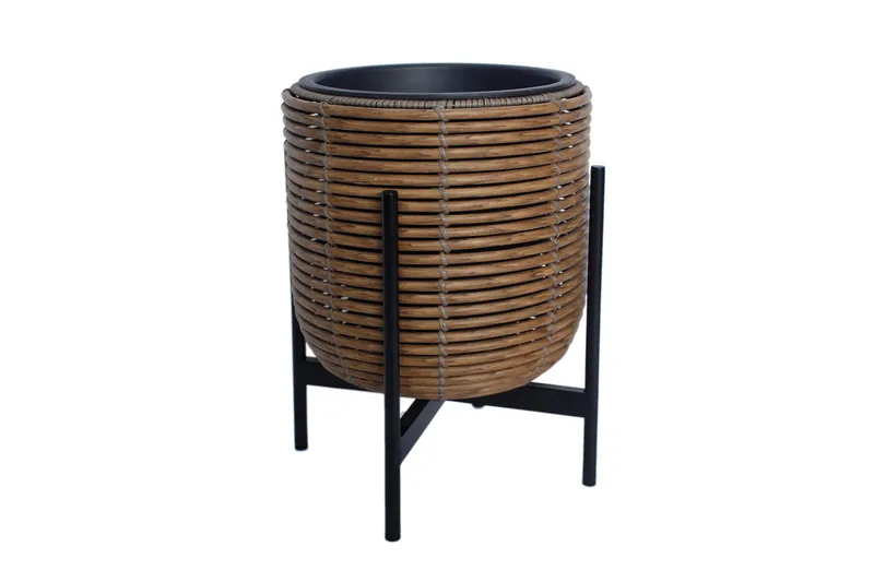 Wicker Blomsterkrukke på stativ 30x30xH38 cm Brun