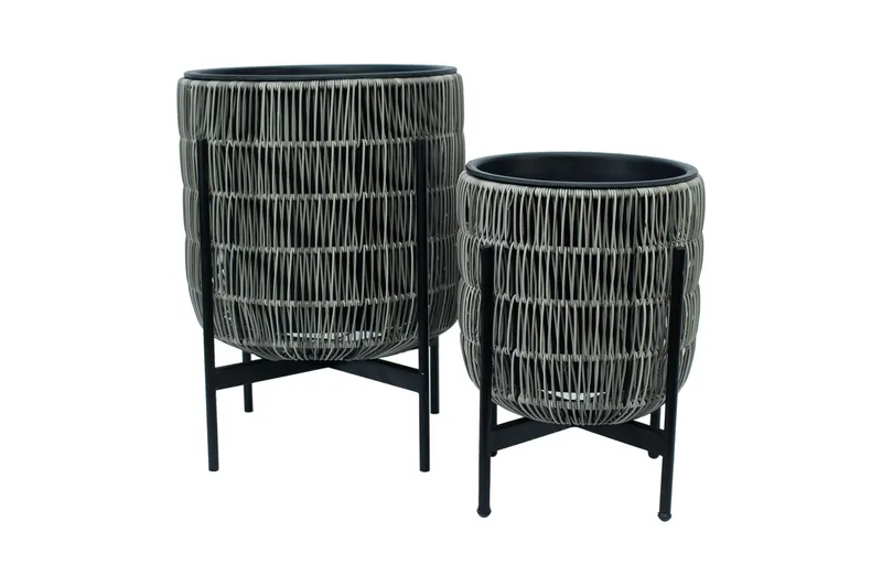 Wicker Blomsterkrukke på stativ 30x30xH38 cm Grå