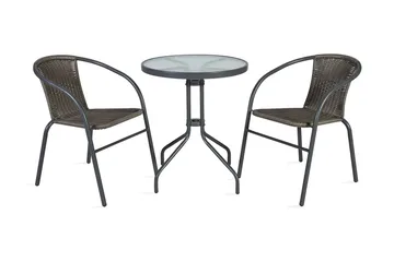 Cafesett BISTRO bord og 2 stoler D60xH70 grå - Hagemøbler - Balkong - Balkongmøbler - Balkonggrupper