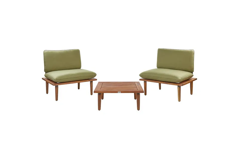 Loungegrupp med bord Beliani Frascati Grönt/ljust trä, 2-Sits Green||Light wood