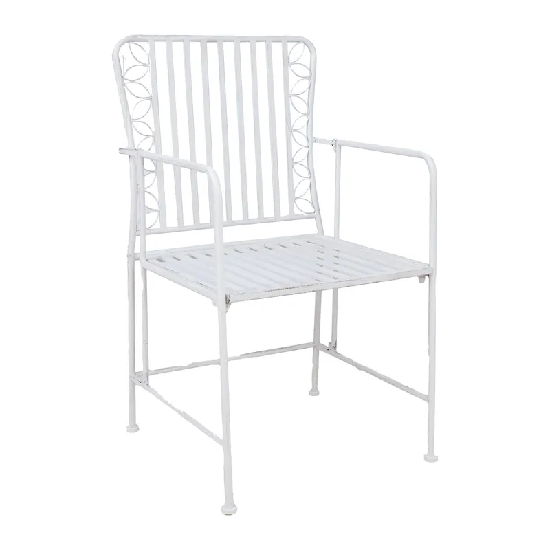 Stol HOME4YOU Jasmine antikk hvit metall, antik hvit