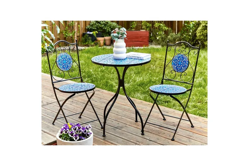 Trädgårdsbord Beliani Cigliano Black||blue - Hagemøbler - Balkong - Balkongmøbler - Balkongbord