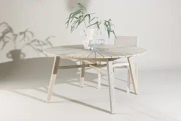 Rives rundt spisebord 150 cm utendørs - Hvitkalket - Hagemøbler - Hagebord - Spisebord ute