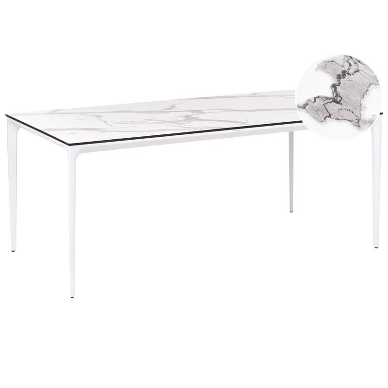 Spisebord utendørs Sovareto 90x180 cm marmoreffekt - Hvit - Hagemøbler - Hagebord - Spisebord ute