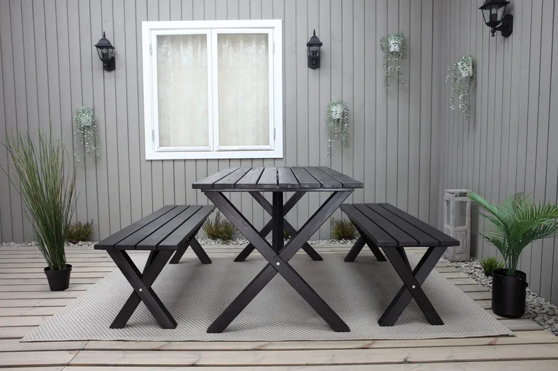 Lietinna Utebenk 180 cm - Svart - Hagemøbler - Utesofa - Benker