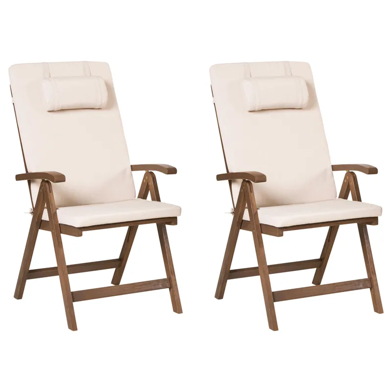 Stol utendørs med pute Amantea Premium akasietre, Brun/Lys beige