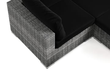 Bahamas utendørs U-sofa 7-seters vendbar divan med åpen avslutning og bord med hylle - Grå - Hagemøbler - Loungemøbler - Sofagruppe utendørs