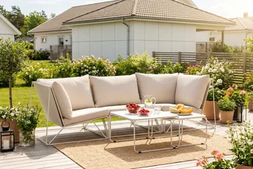 Usteryd utendørs rett 3-seters sofa - Beige/Beige - Hagemøbler - Loungemøbler - Sofagruppe utendørs