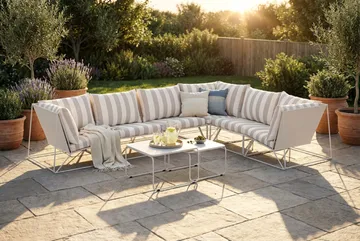 Usteryd utendørs L-sofa 6-seters vendbar - Beige/Striped - Hagemøbler - Loungemøbler - Sofagruppe utendørs