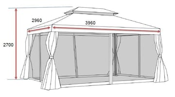 SUNSET Paviljong 3×4 m - Grå - Hagemøbler - Solbeskyttelse - Paviljonger - Komplett paviljong