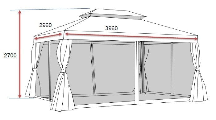 SUNSET Paviljong 3×4 m - Grå - Hagemøbler - Solbeskyttelse - Paviljonger - Komplett paviljong