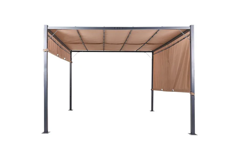 Trädgårdspergola Beliani Parga Beige/svart Brown||Black - Hagemøbler - Solbeskyttelse - Pergola
