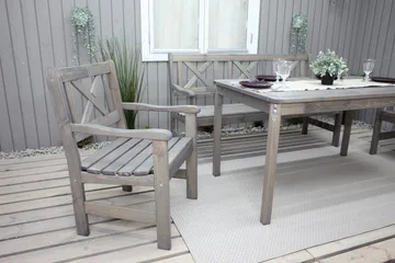 Olivo Spisegruppe + 2 Stoler + Benk - Grå - Hagemøbler - Hagegruppe - Spisegrupper hage