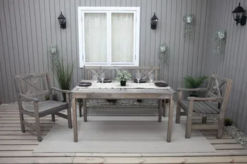 Olivo Spisegruppe + 2 Stoler + Benk - Grå - Hagemøbler - Hagegruppe - Spisegrupper hage