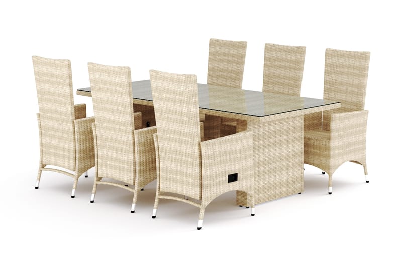 Majestic spisegruppe utendørs 210 + 6 Jenny regulerbar lenestol Comfort Garden Beige