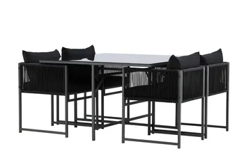 Noto Spisegruppe Utendørs 4-seter - Svart - Hagemøbler - Hagegruppe - Spisegrupper hage