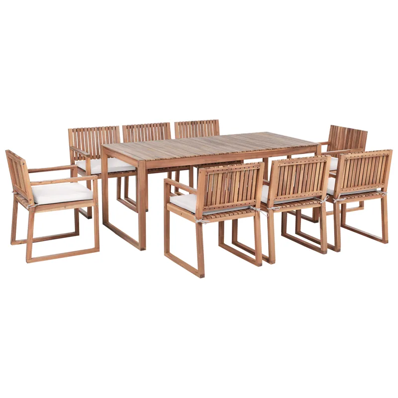 Spisegruppe utendørs 8-seter Sassari Premium med puter akasietre, Brun/Beige