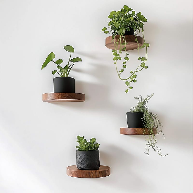 Dekorativ vegghylle i tre Hanah Home Rafte (12 x 1,9 x 12 cm) Modell fire hylle - Hus & oppussing - Bygg - Gulv, vegg & tak - Gulv & veggkledning - Veggplater
