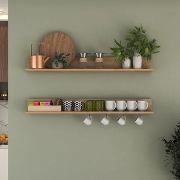 Vegghylle Wallxpert Bren (120 x 15 x 14,8 cm) Valnøtt - valnøtt - Hus & oppussing - Bygg - Gulv, vegg & tak - Gulv & veggkledning - Veggplater