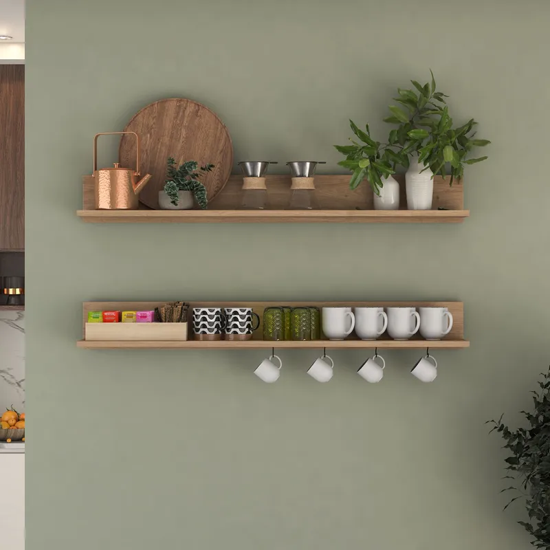 Vegghylle Wallxpert Bren (120 x 15 x 14,8 cm) Valnøtt - valnøtt - Hus & oppussing - Bygg - Gulv, vegg & tak - Gulv & veggkledning - Veggplater