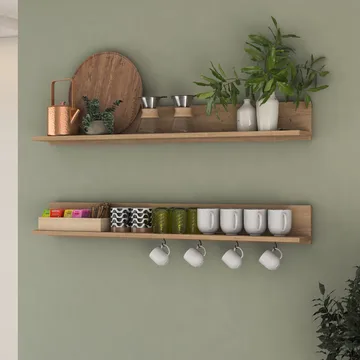 Vegghylle Wallxpert Bren (120 x 15 x 14,8 cm) Valnøtt - valnøtt - Hus & oppussing - Bygg - Gulv, vegg & tak - Gulv & veggkledning - Veggplater