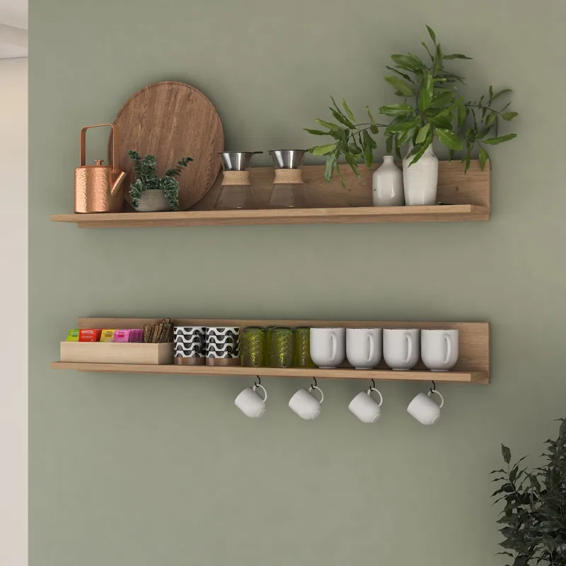 Vegghylle Wallxpert Bren (120 x 15 x 14,8 cm) Valnøtt - valnøtt - Hus & oppussing - Bygg - Gulv, vegg & tak - Gulv & veggkledning - Veggplater