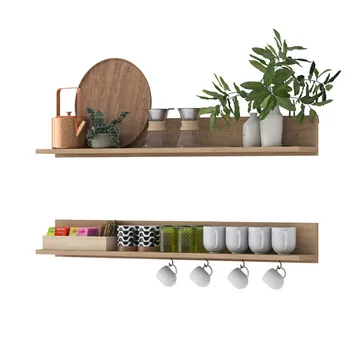 Vegghylle Wallxpert Bren (120 x 15 x 14,8 cm) Valnøtt - valnøtt - Hus & oppussing - Bygg - Gulv, vegg & tak - Gulv & veggkledning - Veggplater