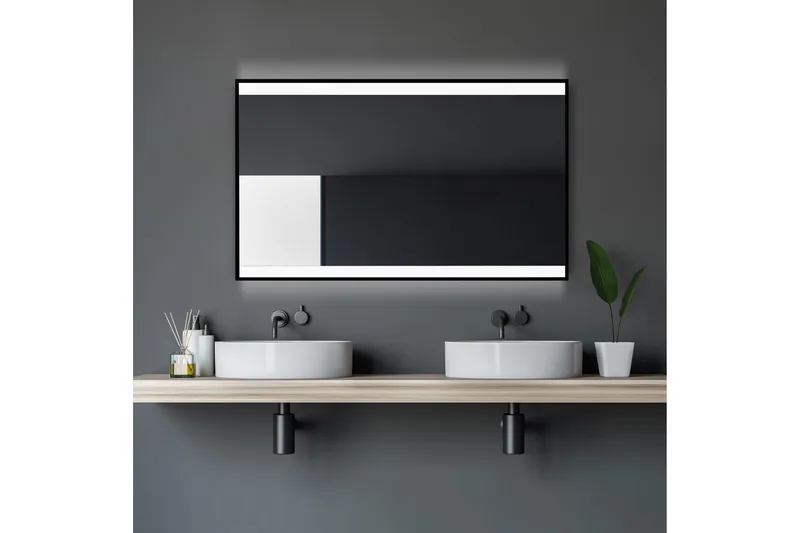 Knutby Baderomsspeil 70 cm LED-Lys, Svart