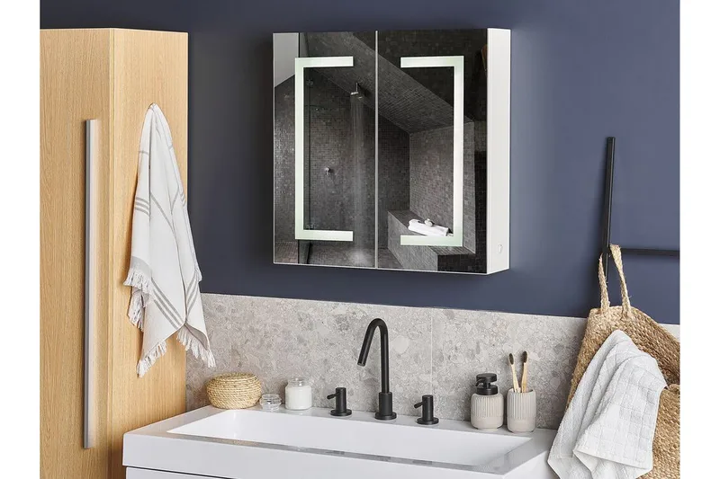 Mazarredo Skap til Badet 60 cm Speil med LED-belysning, Hvit