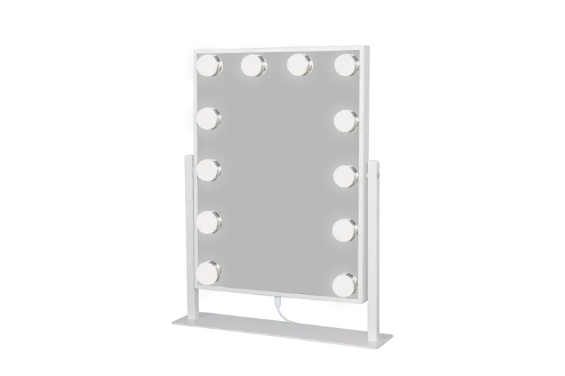 Glow Lite sminkespeil på fot 36,5 cm med LED-belysning/lamper Hollywood-speil - Hvit - Innredning - Speil - Speil med belysning