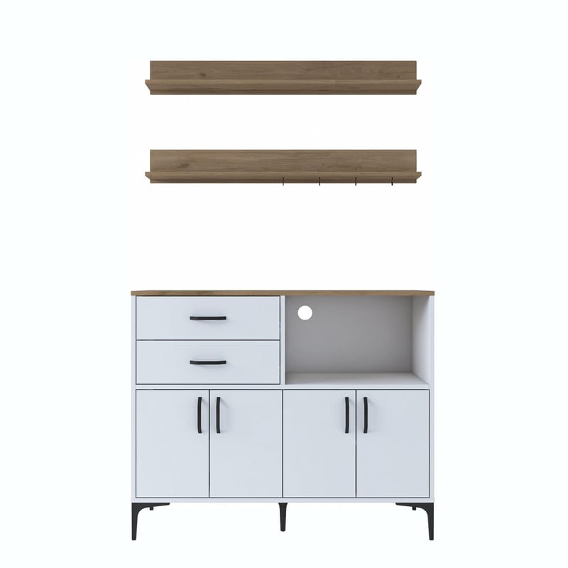 Flerbruksskap Wallxpert Juna (120 x 98,8 x 40 cm) Hvit valnøtt - Hvit og valnøtt - Hus & oppussing - Kjøkken & bad - Kjøkken & vaskerom